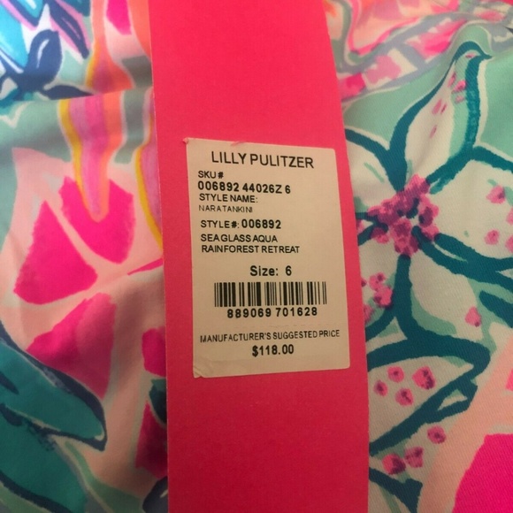 Lilly Pulitzer Nara Tankini Top Seaglass Aqua Rainforest Retreat Size 6 - Picture 4 of 4